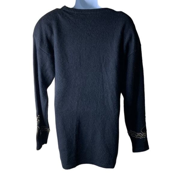 Vintage Cedars Beaded Lambs Wool Angora Rabbit Hair Sweater Women Embroidered - Picture 2 of 11